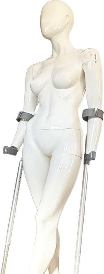 Mannequin on crutches
